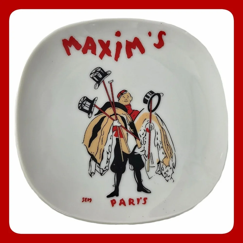 Maxims de Paris Vintage SEM Caricature Porcelain Plate French Bistro Decor SZ 5i
